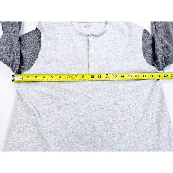 J. Crew Size Medium Mens Gray Cotton Charcoal Long Sleeve Fashion Henley - Picture 3 of 9